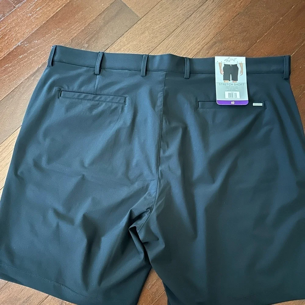 NWT Greg Norman Stretch Golf Shorts 40 Black Lightweight Easy Care 8.5